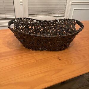 Woven Brown Basket Plastic - 20.5” wide X 13” X 7.5” tall